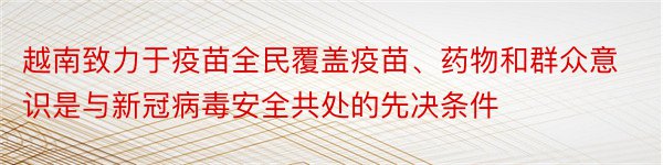 越南致力于疫苗全民覆盖疫苗、药物和群众意识是与新冠病毒安全共处的先决条件